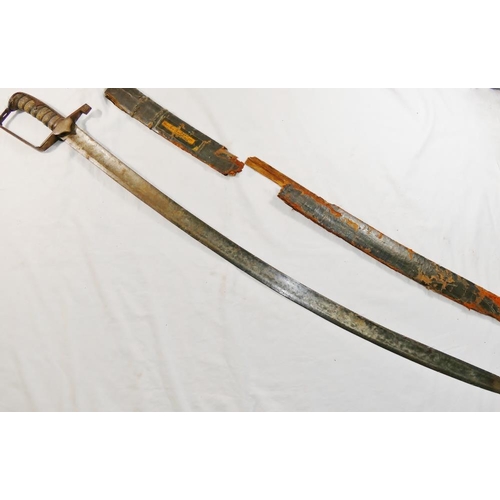 48 - An 18th century North European cavalry scabre, with wire bound shagreen grip, the back of the blade ... 