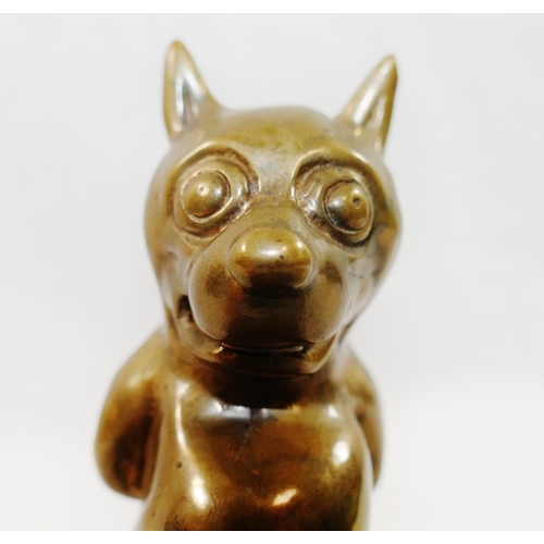 63 - A bronze Felix the Cat car mascot, mounted to a circular marble base, cat 11.5cm high