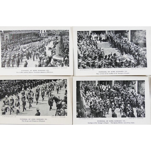 75 - A collection of 12 postcards depicting the funeral of King Edward VII in 1910, published by C W Faul... 