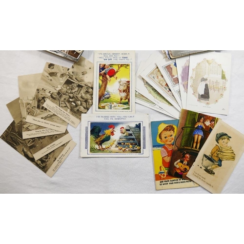 76 - A collection of approximately 90 early 20th century and later postcards including a first edition se... 