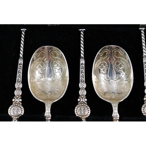 85 - A set of six 20th century anointing spoons, Birmingham 1963, 10.9cm long, combined weight 2.21ozt, 6... 