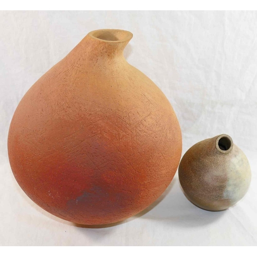 318 - Andy Phillips (20th/21st Century British)+ A smoke fired pottery vessel with textured finish, and a ... 