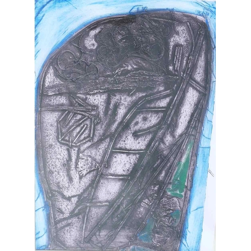 329 - Norma Cook (20th/21st century British)+ 'Sad Reflection' Monoprint Signed lower right 35.5cm x 32cm ... 