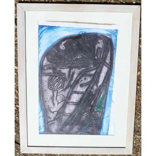 329 - Norma Cook (20th/21st century British)+ 'Sad Reflection' Monoprint Signed lower right 35.5cm x 32cm ... 