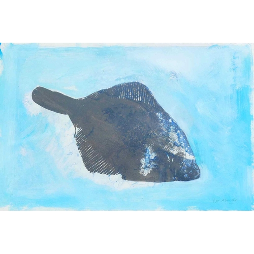 336 - Alexandra Leadbeater (20th/21st Century British)+ 'Plaice' Mixed media on paper Signed lower right 3... 