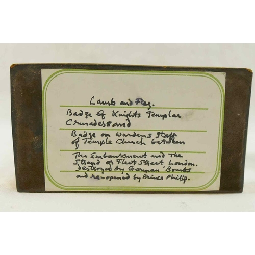 41 - A brass figure of the Lamb of God on rectangular plinth, the symbol of The Honorable Society of the ... 