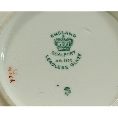 14A - A Coalport batwing pattern part tea service, with cobalt blue panels, comprised of seven cups, nine ... 