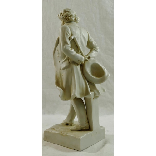 15 - A bisque figure of Beethoven on square plinth, 24cm high, and another bisque bust of Beethoven, 19.5... 