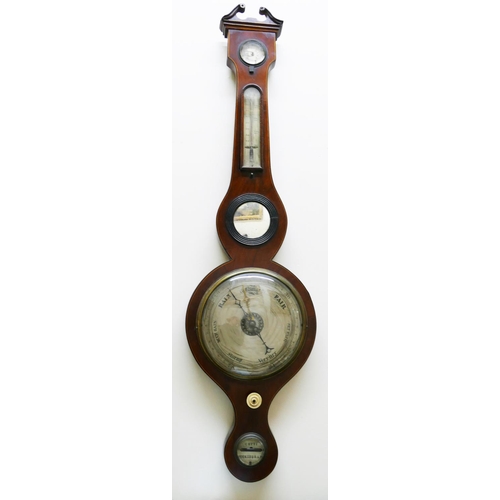30 - A 19th century mahogany wheel barometer by Cetti of Buckingham, 96.5cm long