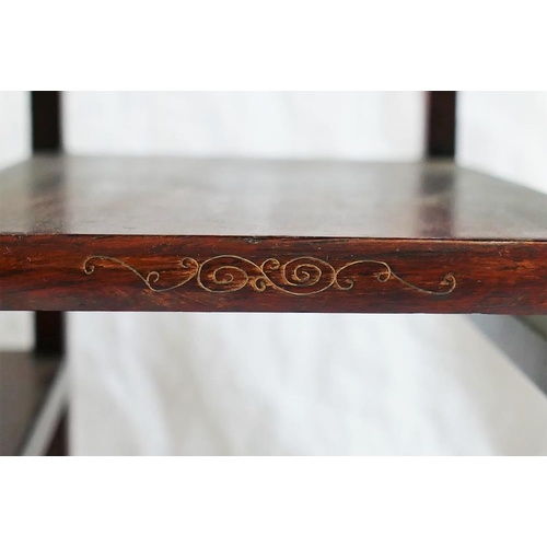 32 - A set of 20th century Chinese table top hardwood shelves, inlaid with wire, 33cm x 15cm x 42.5cm