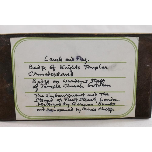 41 - A brass figure of the Lamb of God on rectangular plinth, the symbol of The Honorable Society of the ... 