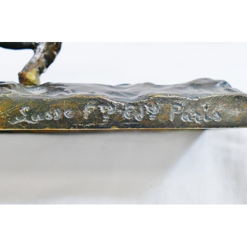 45 - Ary Jean Leon Bitter (1883-1973), a gamboling lamb, bronze, on rectangular plinth, signed, 12.5cm lo... 