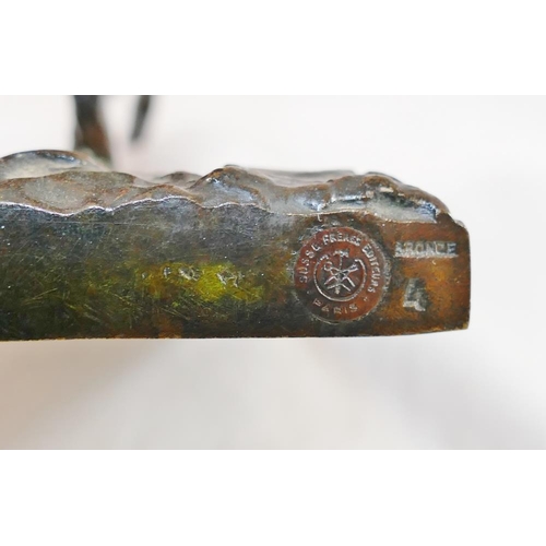 45 - Ary Jean Leon Bitter (1883-1973), a gamboling lamb, bronze, on rectangular plinth, signed, 12.5cm lo... 