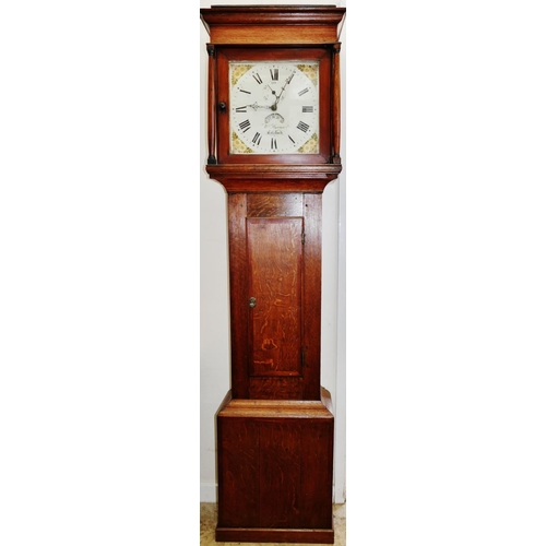 28 - A George III 30 hour longcase clock by William Harner, Colyford, the painted face with date aperture... 