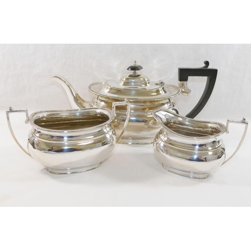 103 - A collection of silver plate comprised of a three piece teaset, a conserve jar, sugar sifter and oth... 