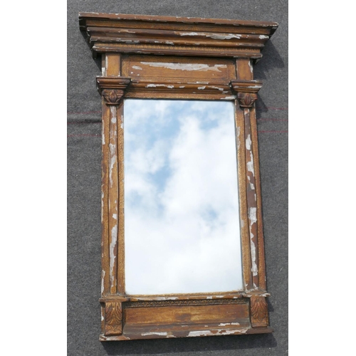 77 - A 19th century rectangular giltwood framed wall mirror, the frame surmounted with rectangular pedime... 