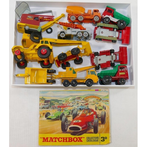 116 - A collection of 120+ assorted mainly Matchbox vehicles, including Esso fuel pumps, a garage and tow ... 