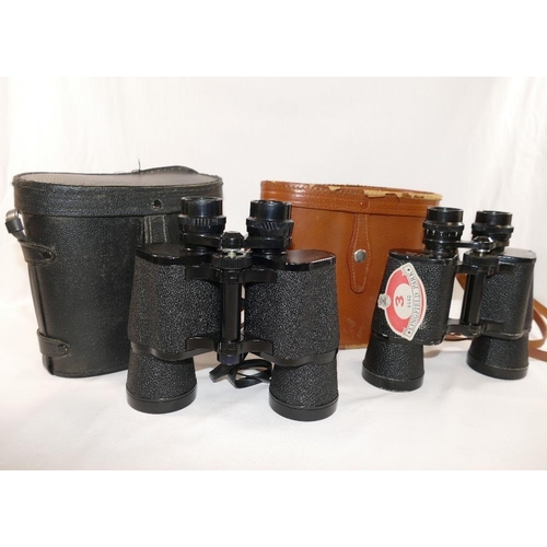 138A - Three pairs of vintage binoculars comprised of a pair of Skybolt 10 x 50, Ross of London Steplux 7 x... 