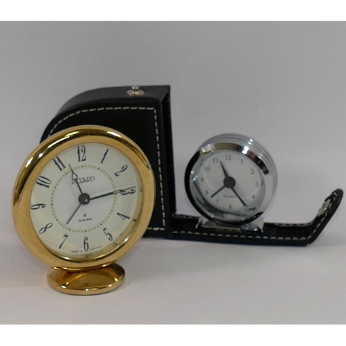 140 - A selection of watches and travel clocks, including a 1970's gold-plated gents Timex wrist watch wit... 