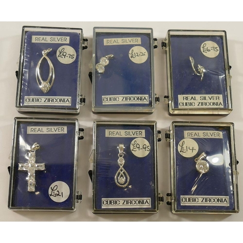 239 - A selection of cubic zirconia set jewellery stamped '925', 'sterling' and 'silver', comprised of fou... 