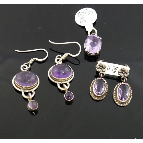 245 - A collection of amethyst and citrine set  jewellery, the amethyst jewellery comprised of a Celtic st... 