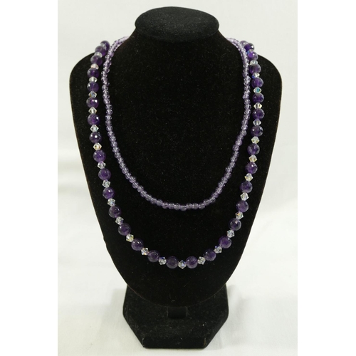 262 - A selection of amethyst and citrine jewellery comprised of faceted amethyst bead and paste necklace,... 