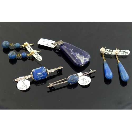 281 - A selection of sodalite jewellery comprised of a graduated spherical bead necklace, two pendants, tw... 