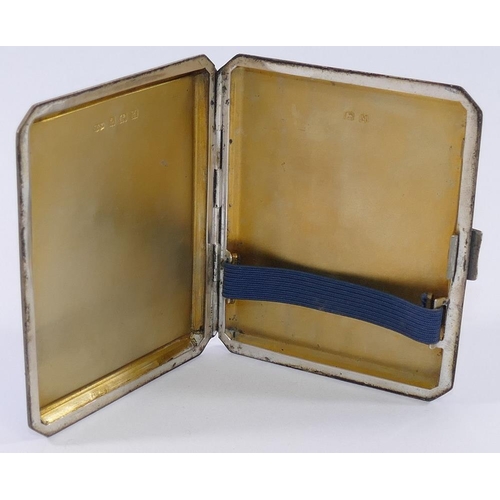 300 - A silver and guilloche powder blue enamel rectangular cigarette case, by Deakin and Francis, Birming... 