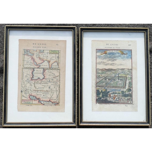 33 - Allain Manesson Mallet, a hand coloured map (pg 161 figure LXX) and engraving (pg 127 Figure XCVII) ... 