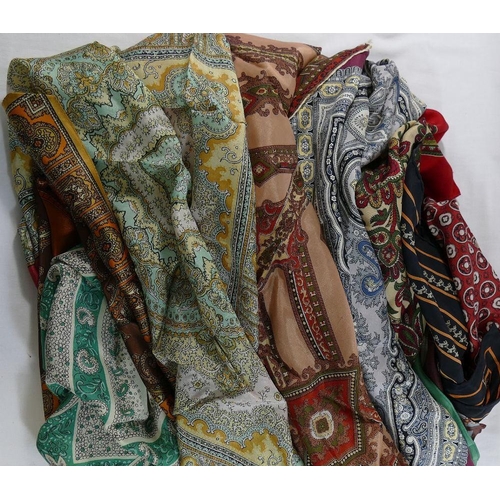 381 - Fifteen silk and other scarves and handkerchiefs, predominately decorated with paisley and similar p... 