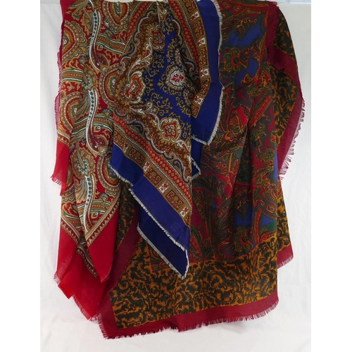 381 - Fifteen silk and other scarves and handkerchiefs, predominately decorated with paisley and similar p... 