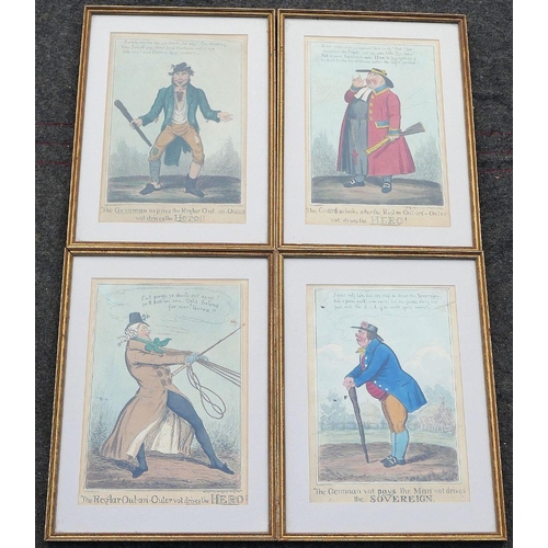 40 - A collection of 13 19th century caricatures: Robert Cruikshank x 4 including 'The Guard as looks art... 