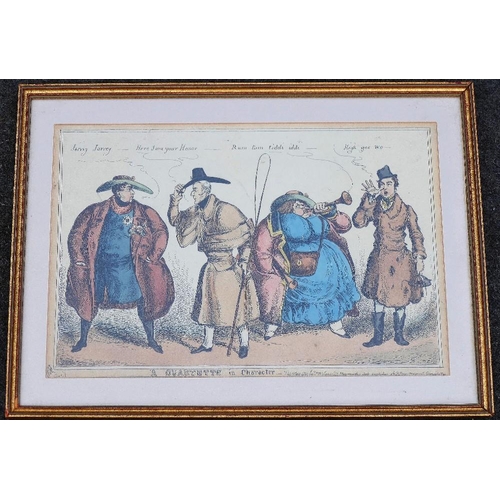 40 - A collection of 13 19th century caricatures: Robert Cruikshank x 4 including 'The Guard as looks art... 