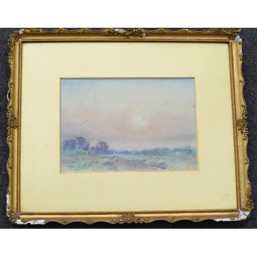 70A - William Woolard (act.1883-1908), country track at sunrise, watercolour, signed lower left and dated ... 