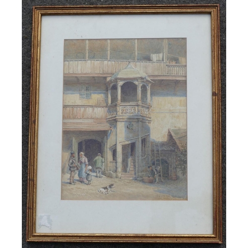 74 - Thomas Robert Macquoid, 'Kutscher Hol, Nuremburg', watercolour, signed and dated '92 to lower left, ... 