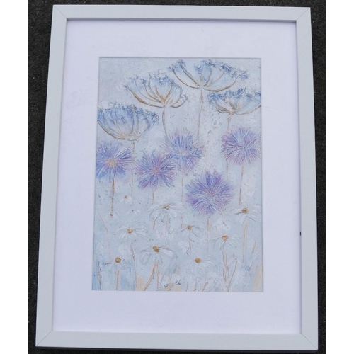 84 - Elaine Allender (21st Century British), 'Silver cow parsley with alliums', mixed media on canvas, si... 