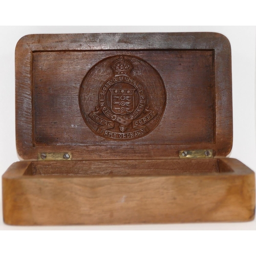 118 - A collection of six boxes comprised of a Mauchline ware souvenir miniature stationery chest from Inv... 