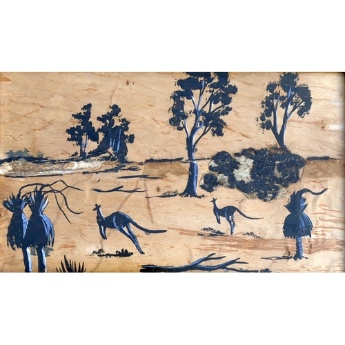 130 - Five 1970's Aboriginal Art Fund paintings on bark, comprised of two pairs, and one other larger, thr... 