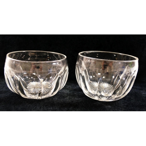 333 - A pair of 19th century panel cut finger bowls, 13cm diameter, a cut glass biscuit jar with silver pl... 