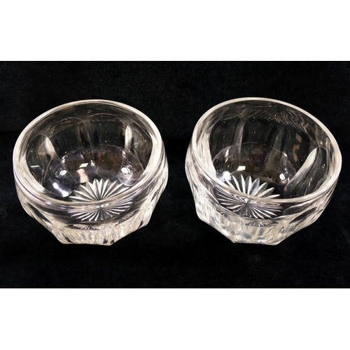 333 - A pair of 19th century panel cut finger bowls, 13cm diameter, a cut glass biscuit jar with silver pl... 