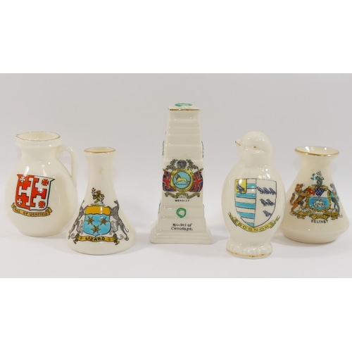 347 - A collection of crested china, including a Vienna City of London teaset, a Willow Art Eton vase, a D... 