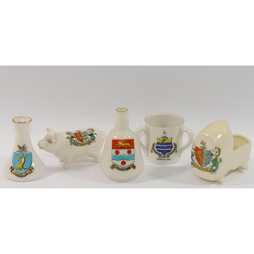 347 - A collection of crested china, including a Vienna City of London teaset, a Willow Art Eton vase, a D... 