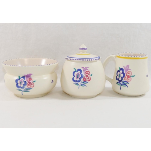 351 - A collection of twelve items of mainly 1950's and later Poole Pottery, hand painted with flowers, an... 