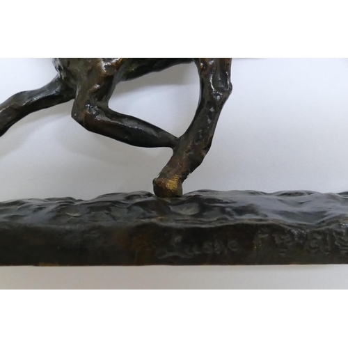 362 - Ary Jean Leon Bitter (1883-1973), a gamboling lamb, bronze, on rectangular plinth, signed, 12.5cm lo... 