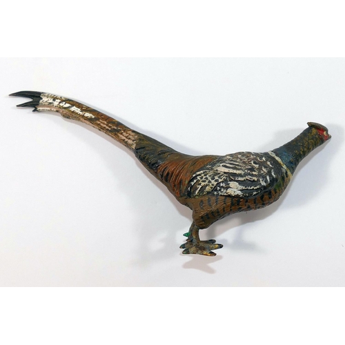 365 - A small cold painted bronze figure of a pheasant, 11.5cm long