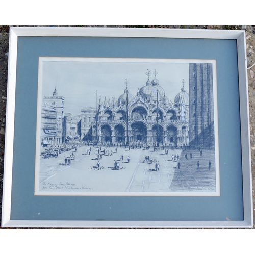 68 - Derek Bridgwater (1899 - 1983), 'The Pizza San Marco', charcoal drawing, signed and numbered 5/70 lo... 