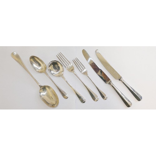 100 - A set of late 19th century silver rats tail pattern cutlery, London 1895, comprised of six table spo... 