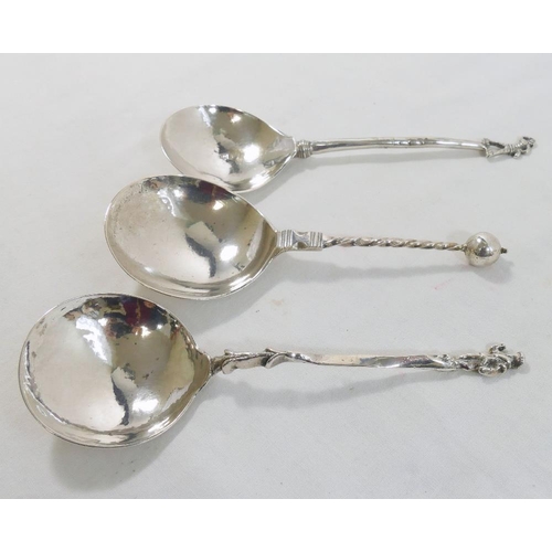 111 - Three 17th century and later spoons, comprised of a Norwegin silver spoon with ball finial and twist... 