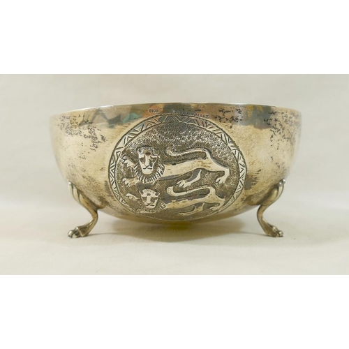 119 - An early 20th century Cypriot silver coloured metal bowl, stamped .800, with maker's mark, raised on... 