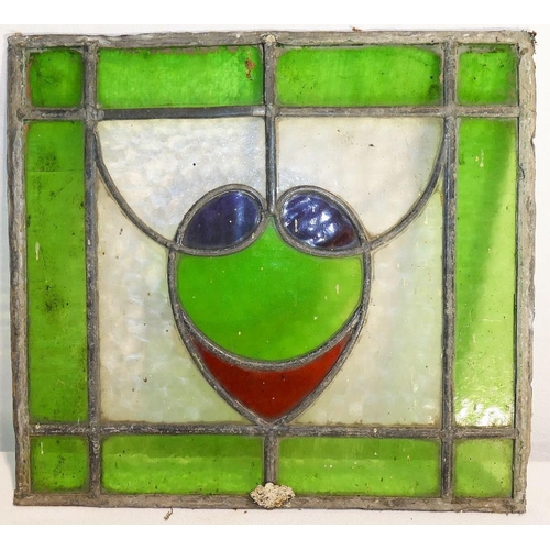 134A - An assortment of 19th century and later stain glass panels, comprised of three 19th century sections... 